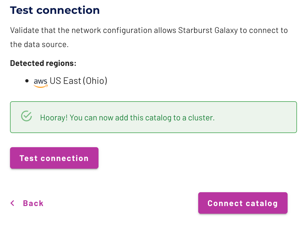 Successful connection test